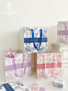 Retro Floral Print Handbag Fresh Flower Bouquet DIY Arrangement Box Floral Art Materials Pekino Brand Kraft Paper Material