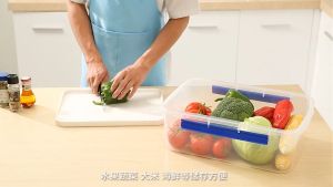 【Woody】 Fresh-keeping box transparent with cover plastic large-capacity home commercial rectangular kitchen refrigerator