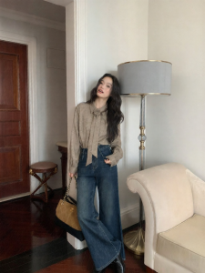 ALOHA LU | Quần Jeans Đùi Rộng Thon Cao Cổ Vintage