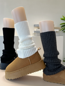 41CM Womens Thickened Knitted Winter Socks Snow Boot Ankle High Pure Color Y2K Spicy Girl Warm Cozy Leggings Socketts