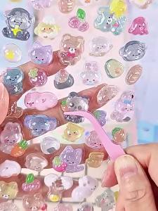 6/10 sheets Funny Sweet Furit cloud Pets Drop 3D Relief Sticker Scrapbooking Diy Diary Decor Stationery Kawaii Stickers