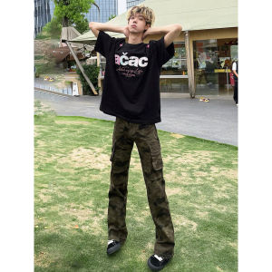 ZHUOCAN | Mens Camouflage Denim Slim Fit Straight Bootcut Work Pants