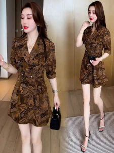 YOUFAN | Elegant Retro Print Womens Suit Set Summer Lightweight