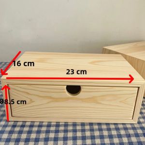 Simple Style Wooden Desktop Storage Box Drawer Type Single Layer Dormitory Shelf Natural Wood Color Rectangular Shape Handmade