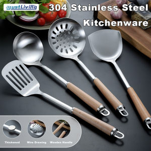 JustLiving 1pc 304 Stainless steel Wok Spatula Wok Spoon Cooking Spatula Soup Spoon household kitchen tools supplies Household kitchenware sets spoon/spatula
