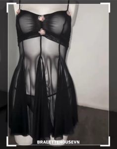 S1773 Kazui Dress Đầm váy ngủ nữ chất voan xuyên thấu xòe gợi cảm Braletteshousevn