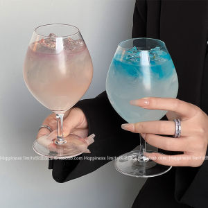 Japanese Style Handmade Crystal Glass Cocktail Cup Lightweight Tall Footed Wine Red Cup Champagne Glass Creative Design