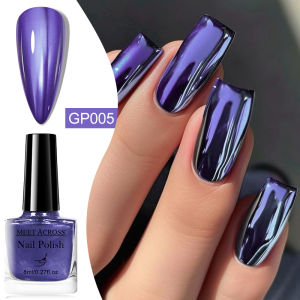 MEET ACROSS | 8ml Metallic Nail Polish Mirror Effect Fast Drying Long-Lasting Nails Art Polish DIY No Need Lamp Cure Manicure Nail Supplies