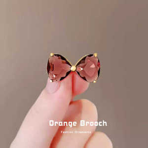 New Arrival Exquisite Crystal Bows Anti-Unwanted-Exposure Buckle Brooch High-End Female Minimalist Collar Pin Fixed Clothes Accessories