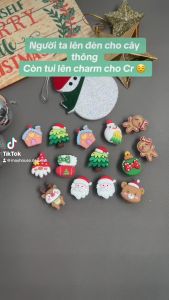 Bộ 14 Jibbitz Sticker Charm 3D chủ đề Noel 2023 phiên bản nhám DIY nhựa cứng gắn Dép Crocs Cross Dép Sục Cá Sấu MayTo