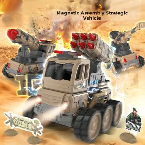 ZHUOLESHI | Magnetic Assembly Military Model Electric Toy Car with Lights