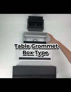 Aluminium Square Rectangle Desk Computer Wire Cable With Box Outlet Insert Hole Cover BLACK/SILVER