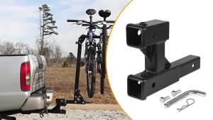 Double Hitch Receiver 2 inch Trailer Dual Hitch Extension Riser Hitch Adapter 9.84 inch Max Length 3000KG GTW