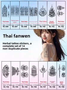 Waterproof Long-lasting Semi-permanent XMXP Herbal Juice Tattoo Stickers Back Buddha Om Mani Padme Hum Sanskrit Tibetan Geometry