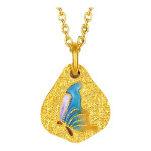 Antique Enamel Butterfly Gold Pendant