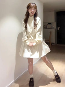 Y6Y | College Style Miu Feel White Long Sleeve Knitted Dress