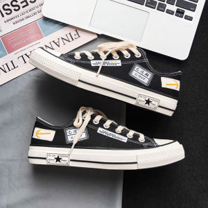 Trendy Mens Canvas Shoes Low Cut Spring Season Wear Resistant Youth Fashion Korean Style Flat Heel Breathable Rubber Sole