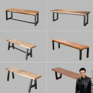 Industrial Style Ironwood Long Bench Chair