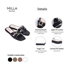 Canada01 - MILLA Sandal Selop Teplek Wanita Premium Size 36 - 40 Tinggi 1cm Empuk Sara Sara Terbaru
