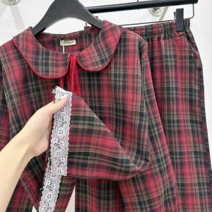 SÉT BỘ PYJAMA TAY DÀI QUẦN DÀI CỔ SEN CHẤT ĐŨI DẠ