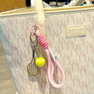 Tennis Hand Rope Keychain Heart Shape Beaded Pendant Bag Charm Couple Accesories Gift