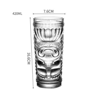 Creative Shaman Totem Face Tiki Bar Glass Wine Cocktail Glasses Whiskey Cup Beer Cup Juice Cup Thicken Bar Cooler Clear Tumblers