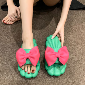 Princess Style Butterfly Knot Slippers Womens Sweet Home Indoor Slippers Purple Taro Summer Low Heel Flat Bottom EVA