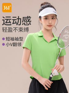 361° Womens Polo Shirt T-Shirt Summer New Green Badminton Tennis Yoga Fitness Sport Short Sleeve Urban Park Series Sportswear
