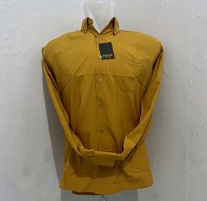 COD✅FUSCO kemeja pria formal warna kuning mustrad/kuning kunyit kemeja polos lengan panjang