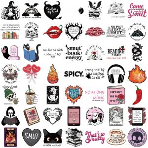Bộ 50 Miếng Dán Sách KindleSmutty Dành Cho Người Lớn Phong Cách Booktok Chất Liệu Vinyl Chống Nước Dùng Cho Laptop Bình Nước Máy Đọc Sách Điện Tử