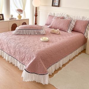 YAOKANG | Cotton Princess Style Lace Bed Cover Year-Round Slip-Resistant