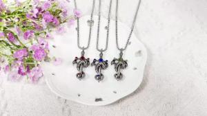 Bandai | Gothic Retro Rồng Thanh Kiếm Nhiều Màu Đá Quý Vòng Đeo Cổ Cho Nam Hợp Thời Trang Sáng Tạo Cosplay Mặt Dây Chuyền Cá Tính Quà Tặng