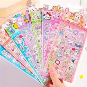 Holographic PET Sticker Pack for Journals and Fan Cards Waterproof Cute Designs Pet Rabbit Bear Kitten Cat Puppy