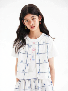 LOVESASAKIDS | Girls Embroidered High-Density Combed Cotton Casual Holiday Vest