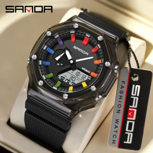 Sanda 3341 New Transparent Electronic Watch Multi functional Fashion Korean Mens Watch Waterproof Watch Alarm Clock Watch-1