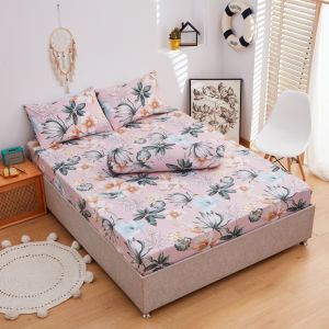 Bedsheet and pillowcase set garterized Cotton bedding sets fitted sheet with free pillowcase mattress protector cover