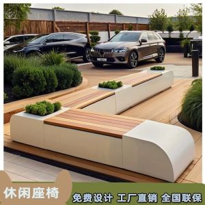 Glass Fiber Reinforced Plastic Rotting Wood Outdoor Park Landscape Chair Floral Pool round Seat Bench Customizable Green Design