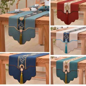 ปักกันน้ํา ผ้าฝ้าย ผ้าลินิน ธงตาราง เรียบง่าย โต๊ะน้ําชาสไตล์จีนสมัยใหม่โต๊ะรับประทานอาหารตู้ทีวีผ้า