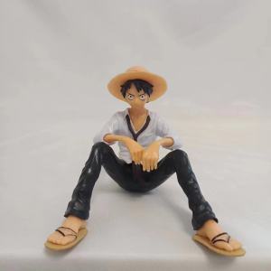 Bandai | One Piece Luffy Figure - Sitting Pose White Shirt Anime Desk Accessory PVC Collectible Gift