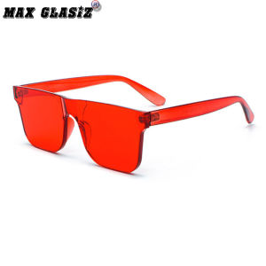 Marine Clip Sunglasses Square Frame Sunglasses Integrated Piece Candy Color Glasses Korean Frameless Thick Sun Glasses