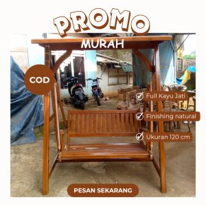 Set kursi bangku ayunan minimalis kayu jati