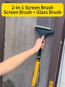 3 In 1 Multi-Functional Screen Window Cleaner Brush Glass with Handle Dust Remover for Screen Window Wiper Car Cleaning Tool Supplies