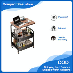 CompactSteel​​ Store 2/3-Tier Mobile Trolley Cart Bedside Table Rolling Storage Rack Organizer With Silent 360°Wheels Storage Shelf For Kitchen Bedroom