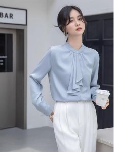 WANGGONGZHU | เสื้อเชิ้ตผู้หญิงสไตล์ฝรั่งเศสที่หรูหราสำหรับเดินทางไปทำงานในฤดูใบไม้ผลิและฤดูใบไม้ร่วง 2025 ใหม่ ไฮเอนด์ เรียบหรู แฟชั่นอาชีพ