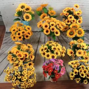 Bush 5/7/22 ตกแต่ง การตกแต่งบ้าน สดใส สมุด ตกแต่งงาน ดอกทานตะวันผ้า ช่อดอกไม้ปลอม ดอกไม้ประดิษฐ์ สีเหลือง