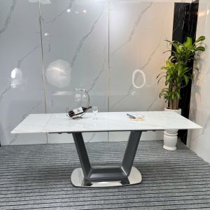 Bàn ăn thông minh chân U mở rộng LACASA Inox mạ Titan. Nhập khẩu hiện đại sang trọng. Căn hộ chung cư nhà phố hiện đại