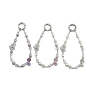 Christmas Light Luxury Style Crystal Beaded Phone Chain Alloy Bell Premium Zircon Car Keychain Chain