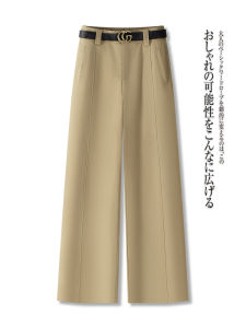 Quần Ống Rộng La Chapelle 2025 Xuân Thu Mới Rộng Rãi Cỡ Nhỏ Thẳng Màu Kaki Quần Thường Ngày Cho Nữ
