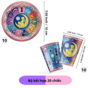 Bộ Đồ Dùng Giấy Chủ Đề Thủy Thủ Mặt Trăng Gồm Đĩa Và Cốc 20 Món Dùng Trang Trí Tiệc Sinh Nhật Bộ Dụng Cụ Bàn Ăn Hình Nhân Vật Hoạt Hình
