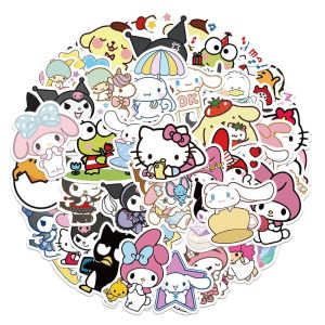 Sanrio | 50pcs Mixed Cute Kulomi Yugui Dog Meileti Cartoon Stickers Hand Account Notebook Decorative Stickers Prize Gifts